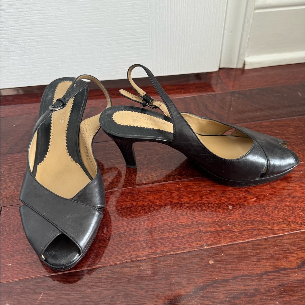 Liz Claiborne Flex Leather open toed heels